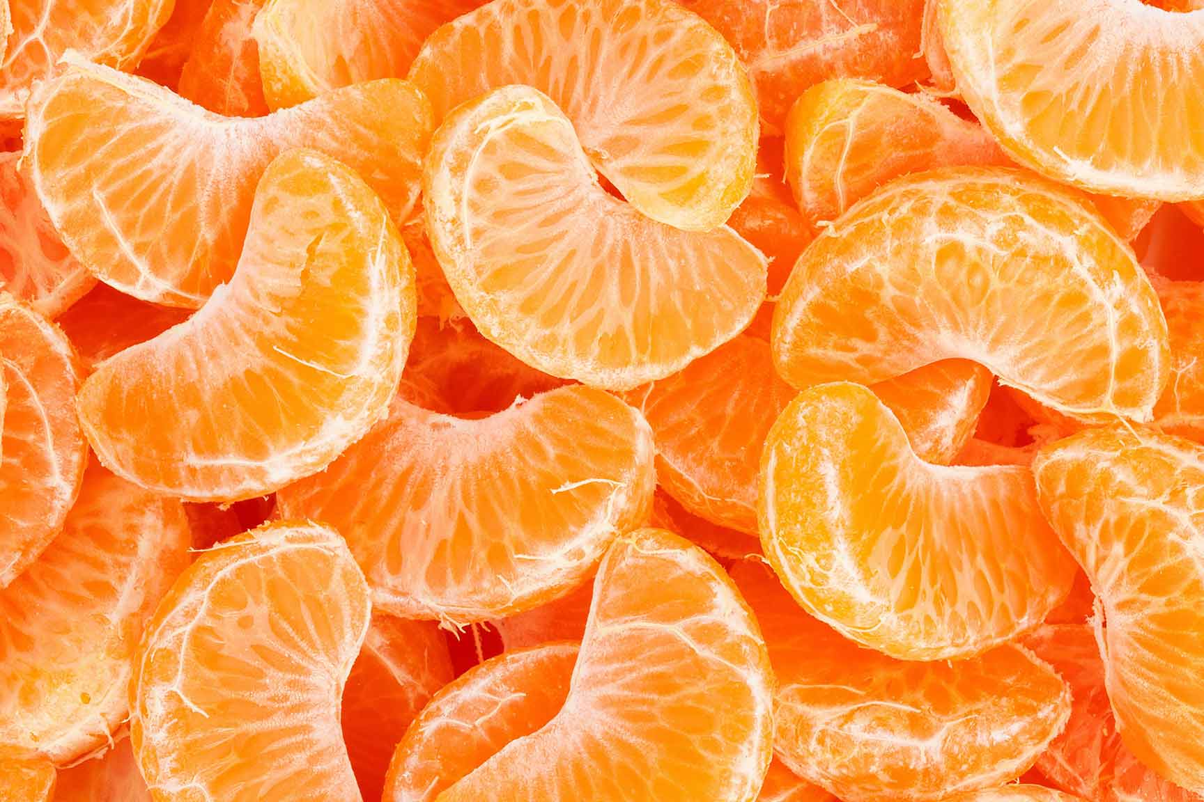 close up of peeled mandarin sections