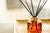 reed diffuser with red bottle and black reeds