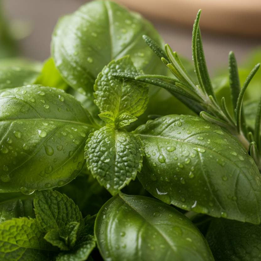 fresh herbs close up
