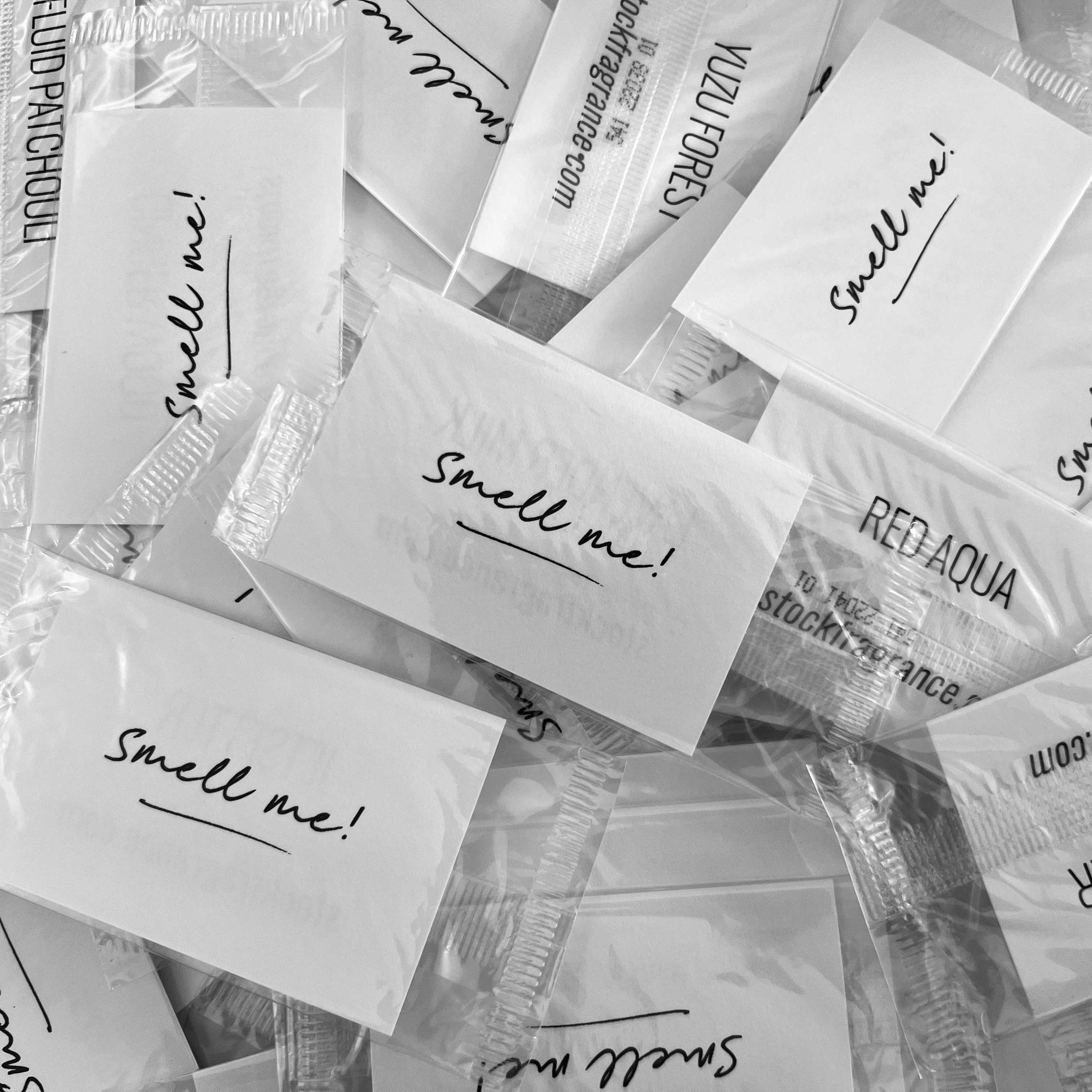 stock fragrance pre-scented smelling sample blotter cards